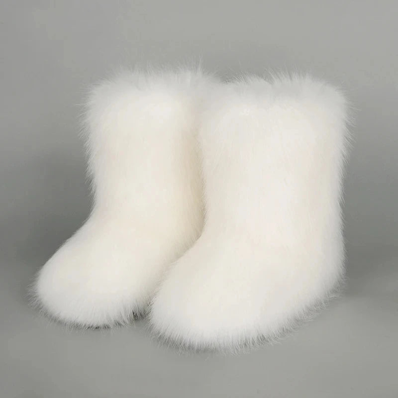 Women's Faux Fur Snow Boots – Fluffy Plush Warm Winter Footwear