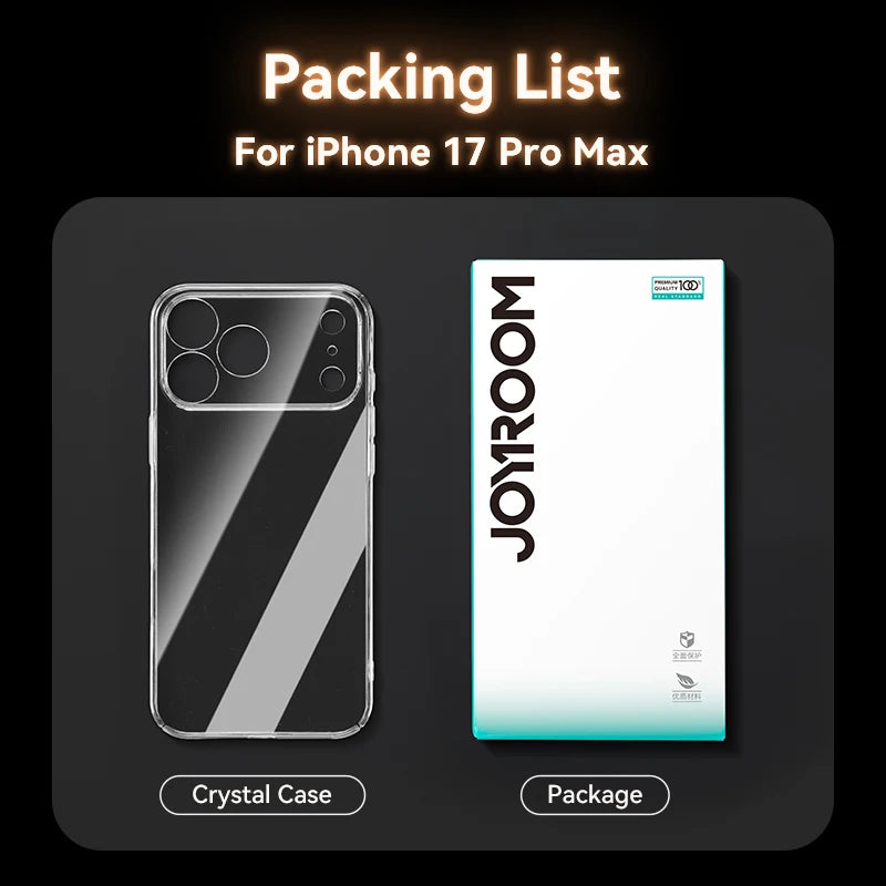 Joyroom Case Iphone 17 16 Pro Max Crystal Transparent Pc Anti-Yellow Lens Protection Cover