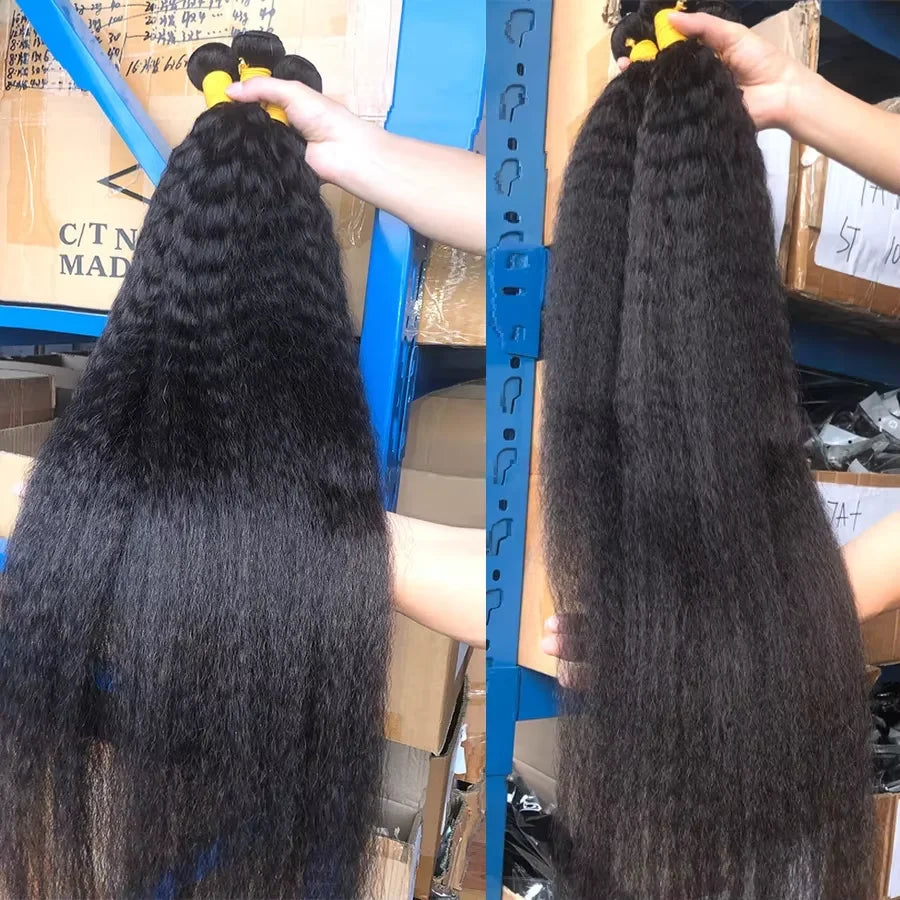 Kinky Straight Peruvian Raw Virgin Human Hair Bundles Weave Sew Bundle Remy Extension 3 4 Coarse