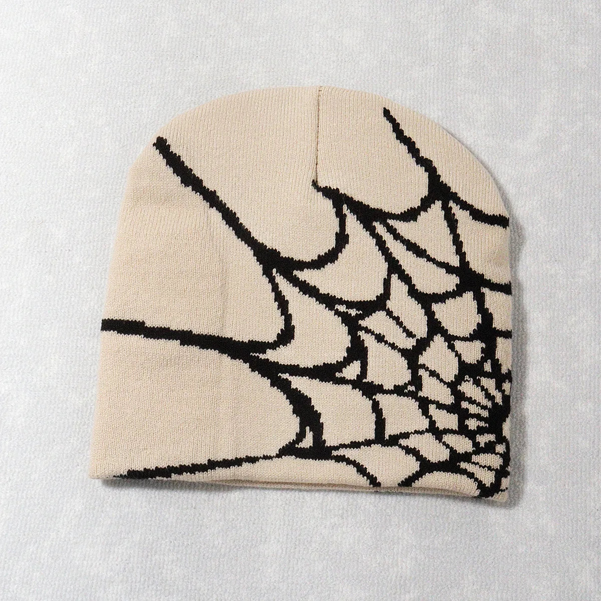 Spider Web Knit Beanie – Y2K Goth Warm Skull Cap for Men & Women