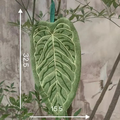 Washable Clear Plant Print Towels Ultra-Absorbent Quick-Dry Hanging Loop Bathroom Kitchen Thumb Hand