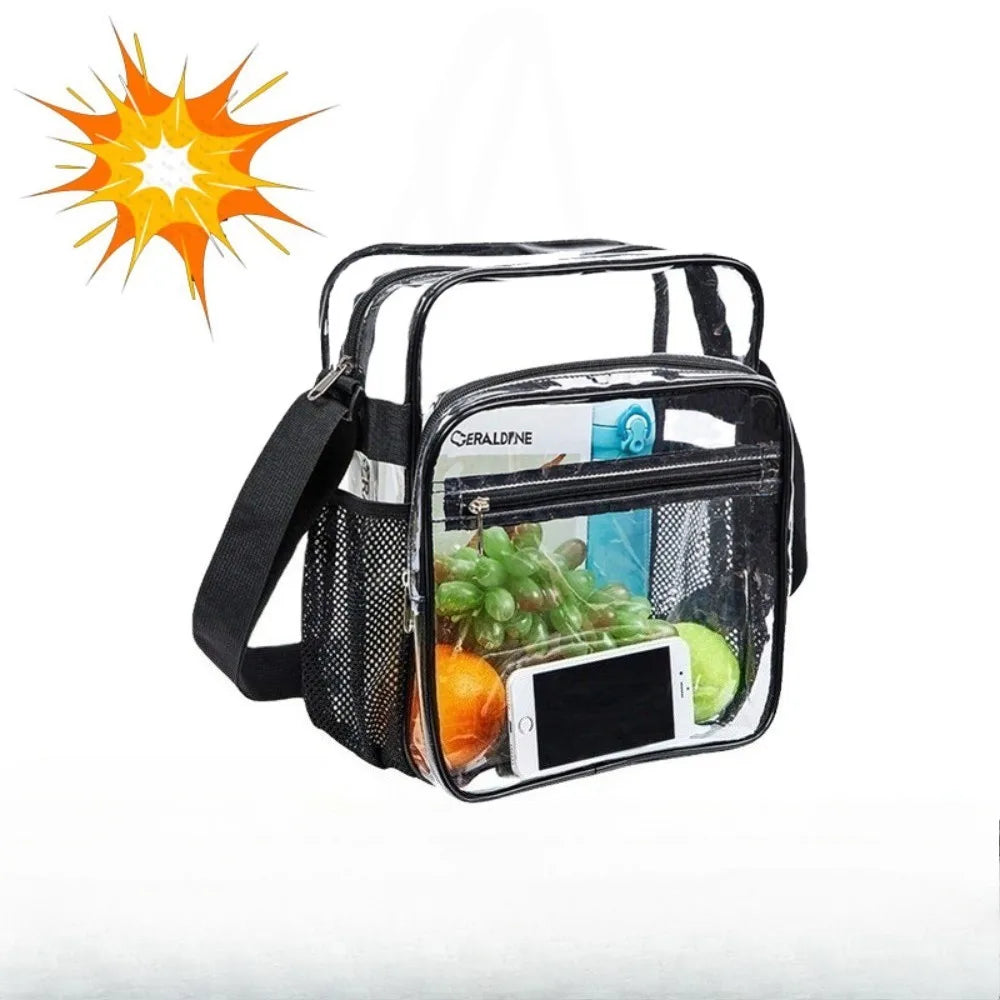 Clear PVC Crossbody Bag with Mesh Strap – Waterproof & Lightweight