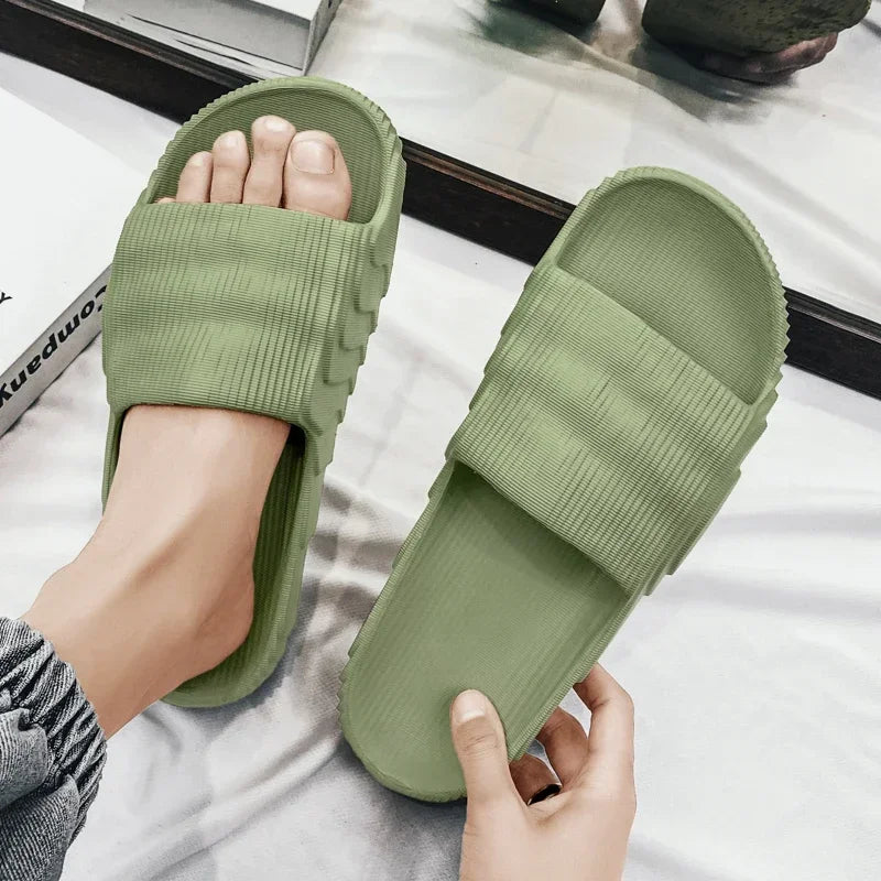 Soft Home Slippers Couple Summer Indoor Skid Proof Bathroom Sandals Hotel Solid Color Men Women Flip