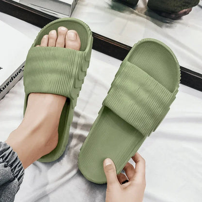 Soft Home Slippers Couple Summer Indoor Skid Proof Bathroom Sandals Hotel Solid Color Men Women Flip