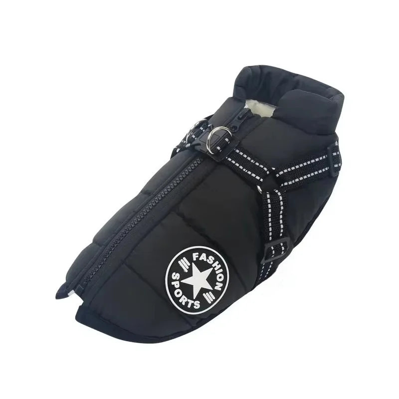 Dog Winter Jacket - Waterproof Warm Coat with Harness