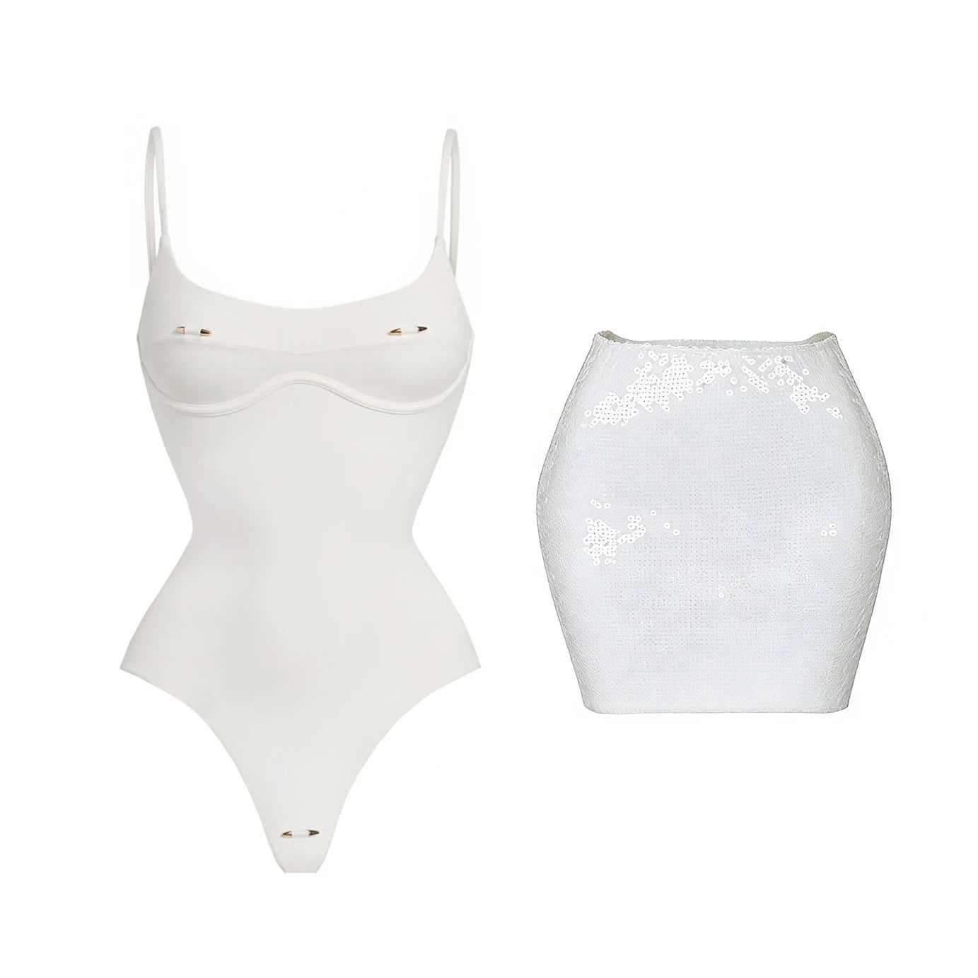 Women's 2-Piece Bodysuit & Sequin Skirt Set