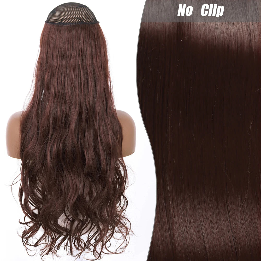 No Clips Natural Hair Extension Synthatic Artificial Long Straight Hairpiece Blonde Black Mixed