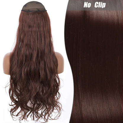 No Clips Natural Hair Extension Synthatic Artificial Long Straight Hairpiece Blonde Black Mixed