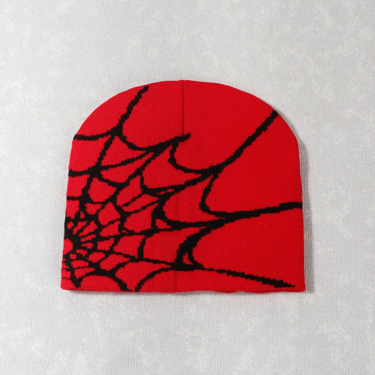Spider Web Knit Beanie – Y2K Goth Skull Cap