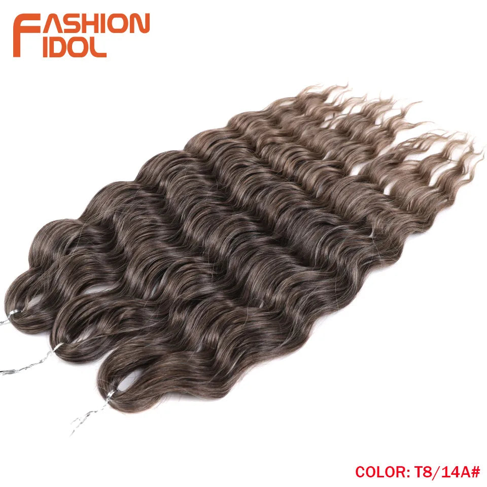 Anna 24 Inch Synthetic Hair Water Wave Braiding Extensions Ombre Blonde Deep Afro Curl Twist Crochet