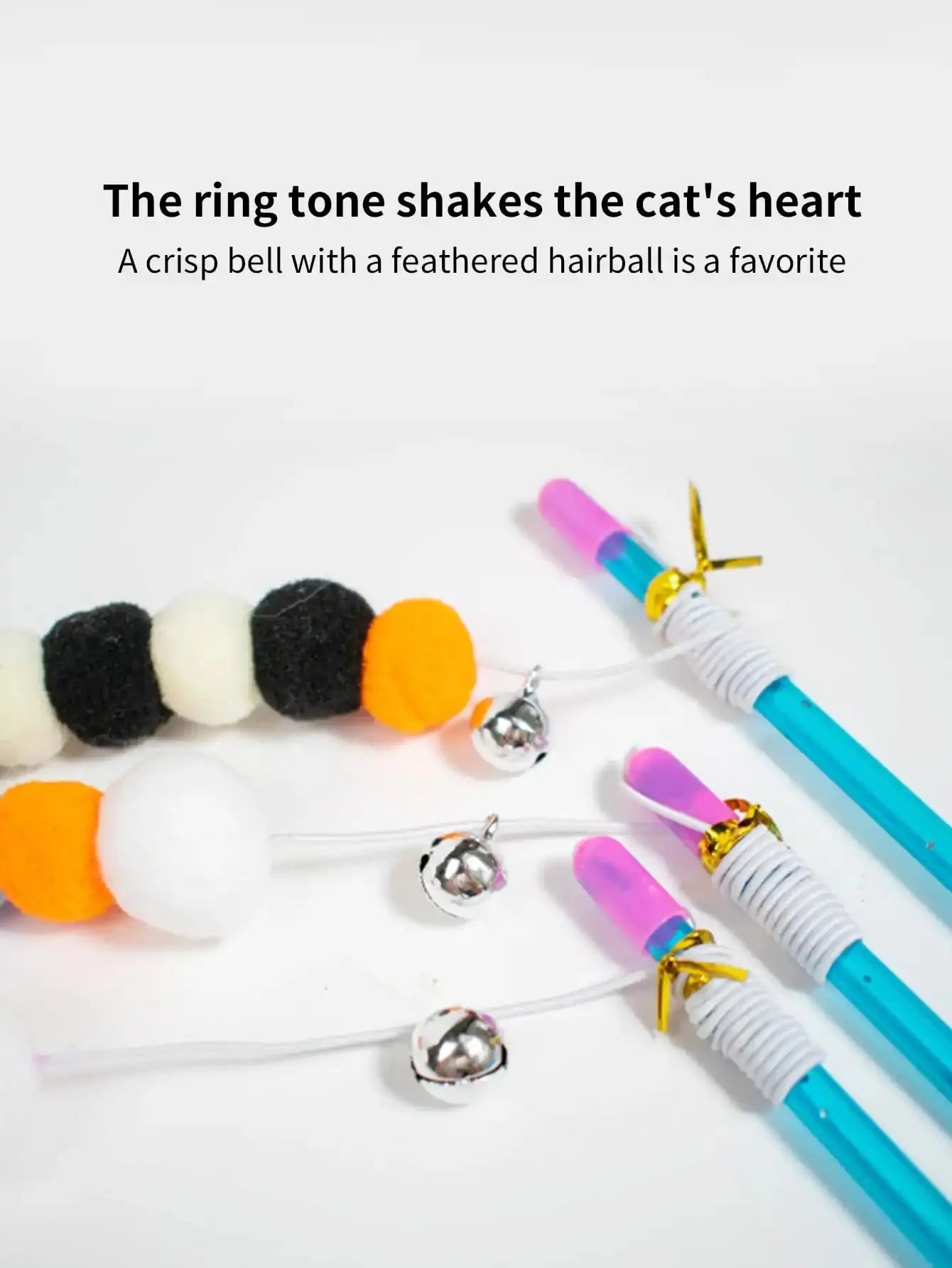 Cat Wand Toy – Elastic String Faux Fur Bug Teaser Stick