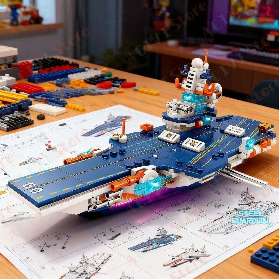 Navy Warship Building Block Model Kit – Compatible with LEGO Construction Sets