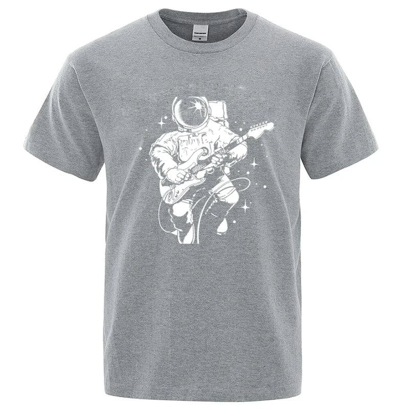Astronaut Playing Guitar Graphic T Shirt Cotton Blend Tee