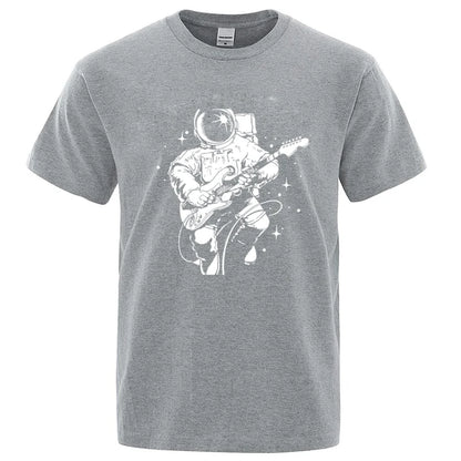Astronaut Playing Guitar Graphic T Shirt Cotton Blend Tee
