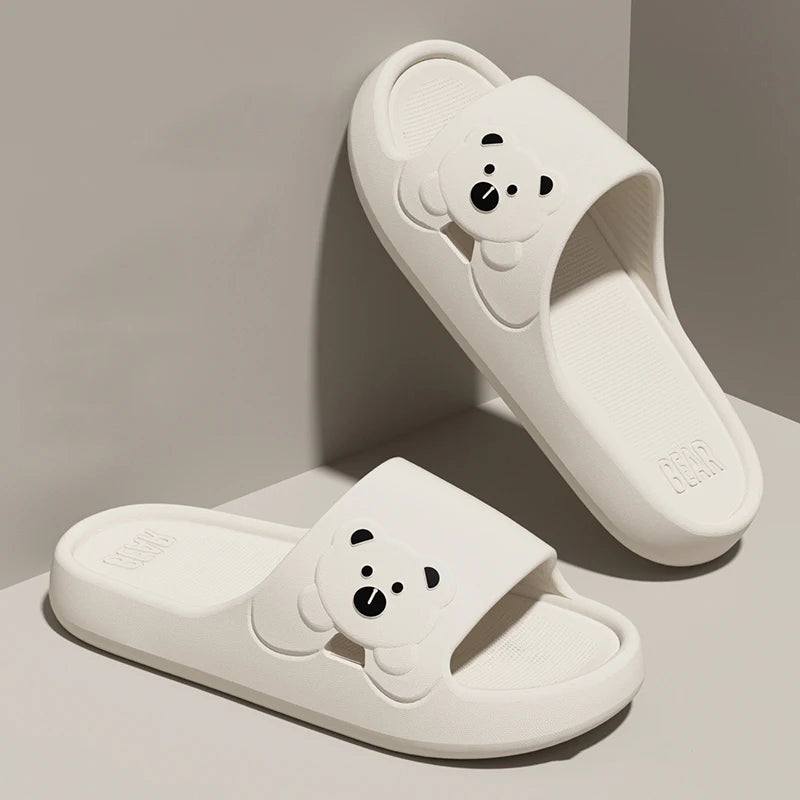 Summer Cartoon Bear Indoor Slippers Women Lightweight Soft Eva Slides Woman Comfort Home Bathroom