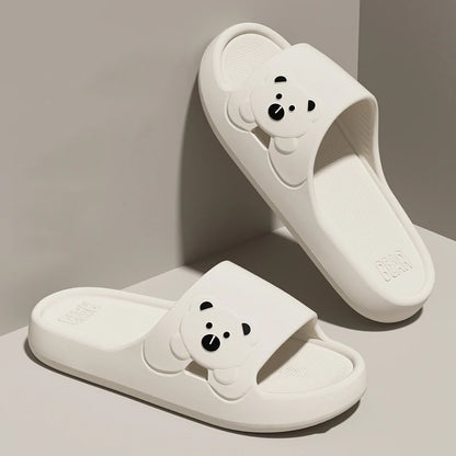Summer Cartoon Bear Indoor Slippers Women Lightweight Soft Eva Slides Woman Comfort Home Bathroom