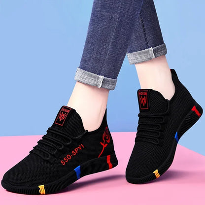 Women's Mesh Sneakers – Lightweight Lace-Up Vulcanized Platform Shoes