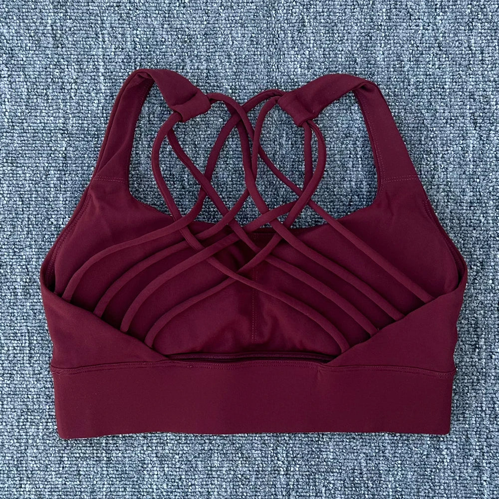 Women's Push-Up Sports Bra – Cross Back Shockproof Gym & Yoga Bra