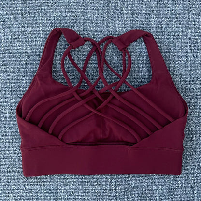 Women's Push-Up Sports Bra – Cross Back Shockproof Gym & Yoga Bra