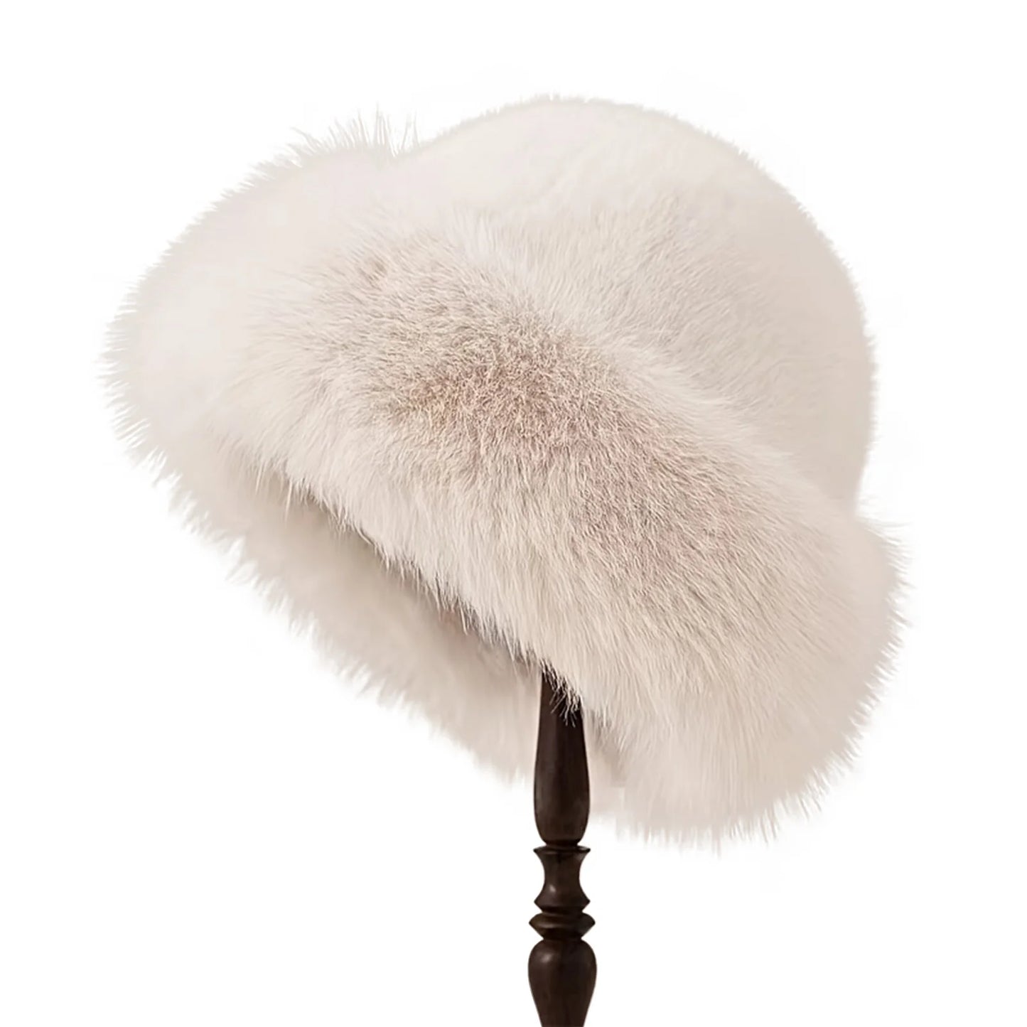 Women's Fluffy Faux Fur Winter Hat - Warm Bucket Cap