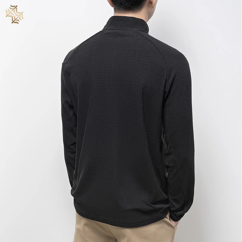 Quarter-Zip Long Sleeve Polo Shirt – Men's Breathable Sportswear