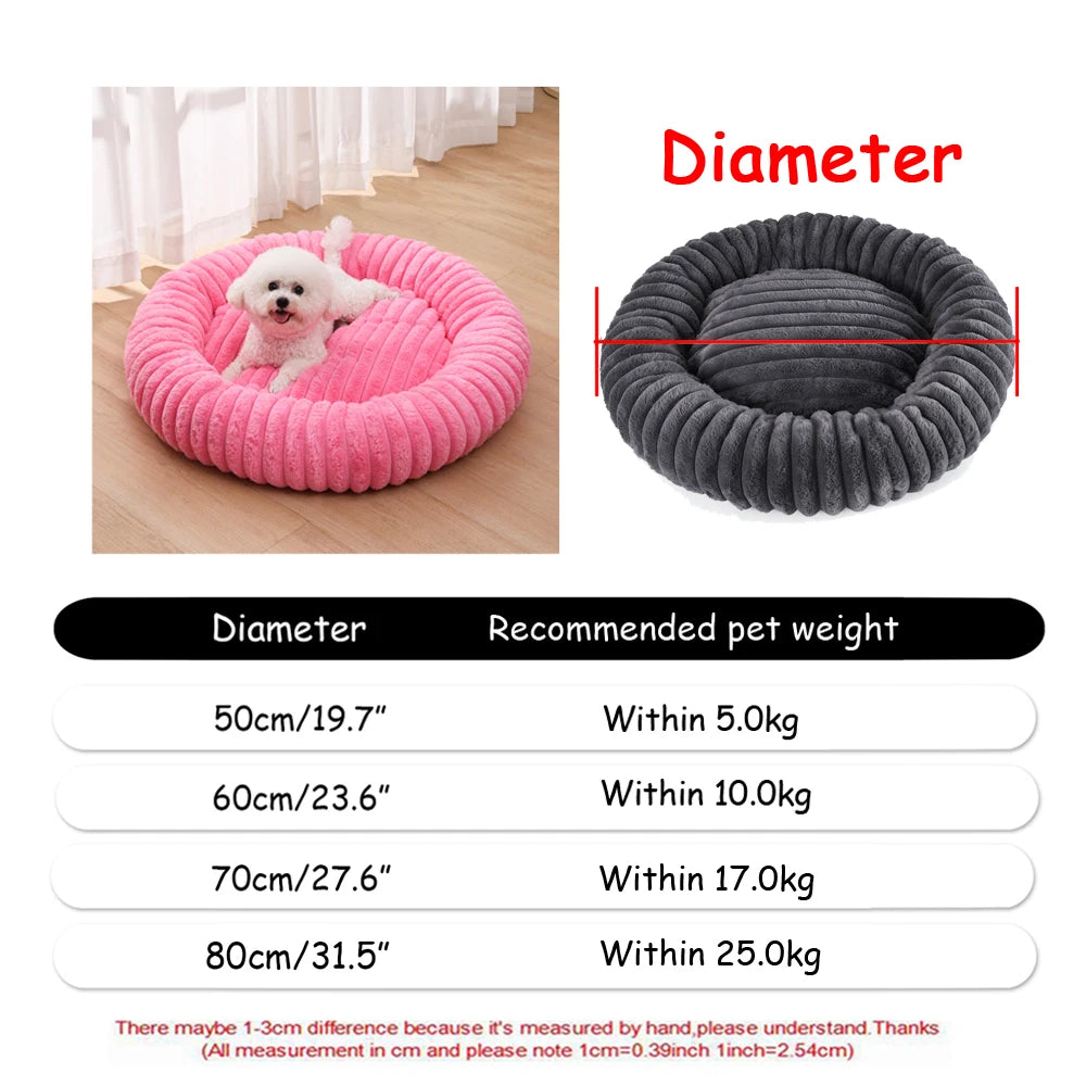 Round Plush Pet Bed – Super Soft Donut Bed for Dogs & Cats