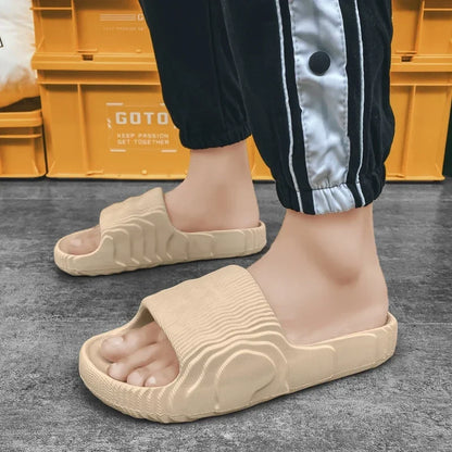 Soft Home Slippers Couple Summer Indoor Skid Proof Bathroom Sandals Hotel Solid Color Men Women Flip