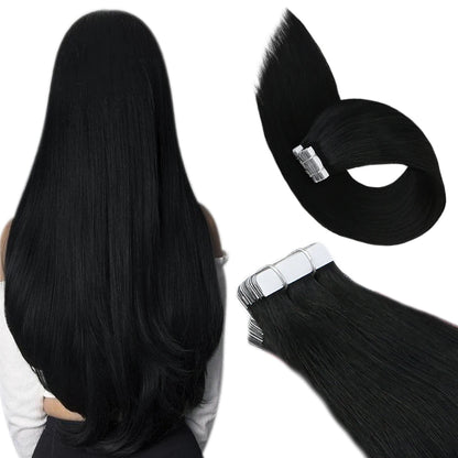 Ugeat Tape Hair Extensions Human Real Natural Brazilian Remy Straight Seamless Skin Weft Women