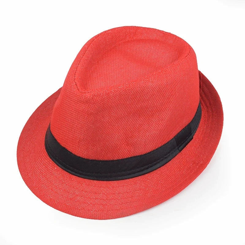 Linen Fedora Sun Hat – Unisex Summer Beach Jazz Cap