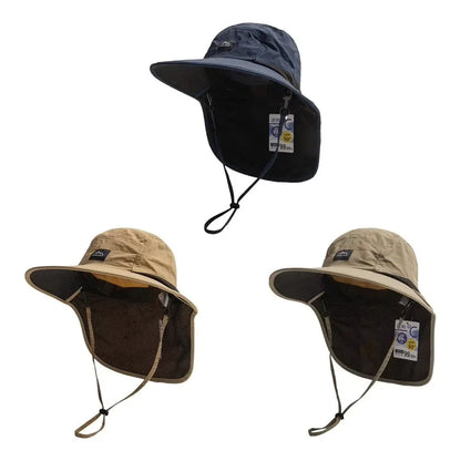 Wide Brim Bucket Hat with Neck Flap – Unisex Outdoor Sun Hat