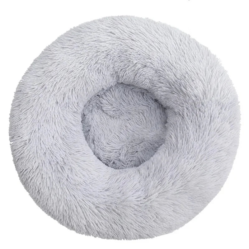 Round Plush Pet Bed – Super Soft Donut Bed for Dogs & Cats