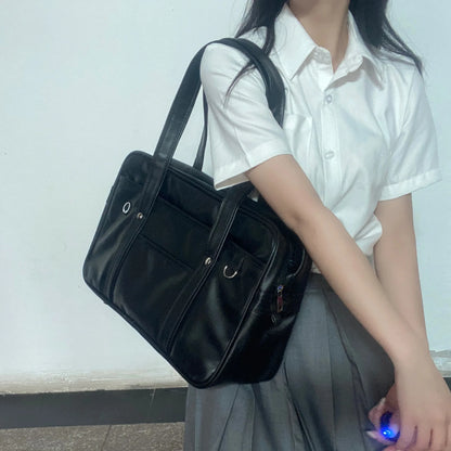 Japanese PU Leather Large Capacity Handbag – Waterproof Tote Bag