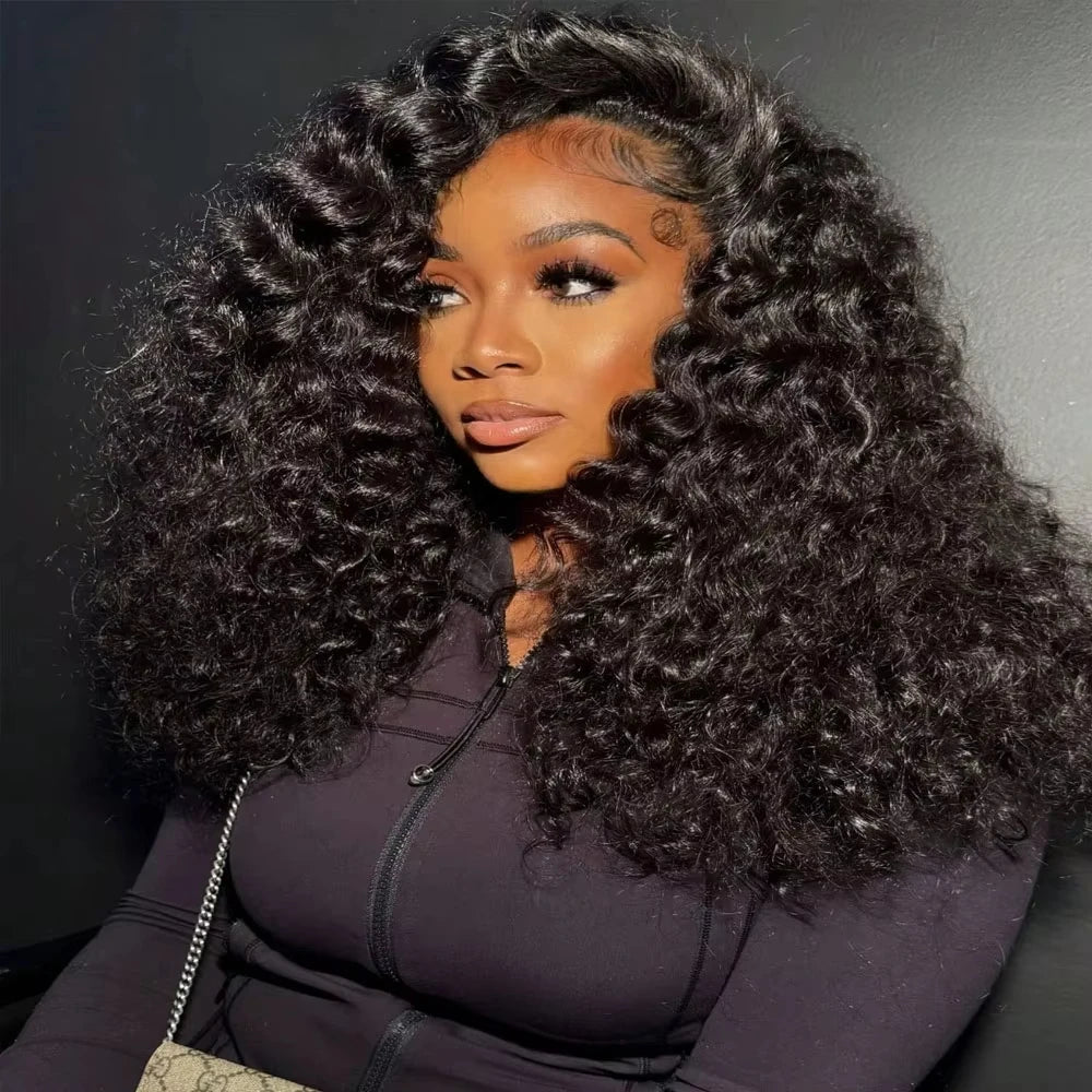 13x4 13x6 Hd Transparent Lace Deep Wave Frontal Wig 40-42inch Jerrlycurly Front Humanhair Curly