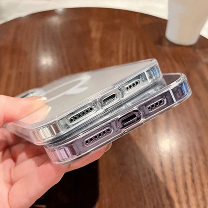 Magesafe Magnetic Transparent Wireless Charge Case Iphone 11 12 13 14 15 16 17 Air Pro Max Plus Mini