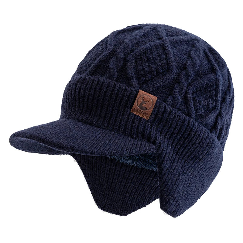 Winter Knit Earflap Beanie Cap – Fur Lined Warm Ski Hat