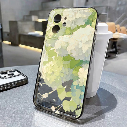 Flower Pattern Transparent Case Iphone 17 Air 15 16 Pro Max 11 14 12 13 Soft Silicone Floral Cover
