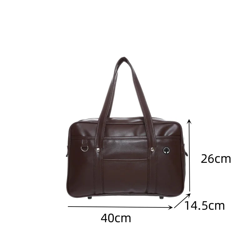 Japanese JK School Bag – PU Leather Waterproof Tote for Girls