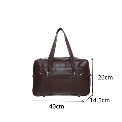 Japanese JK School Bag – PU Leather Waterproof Tote for Girls