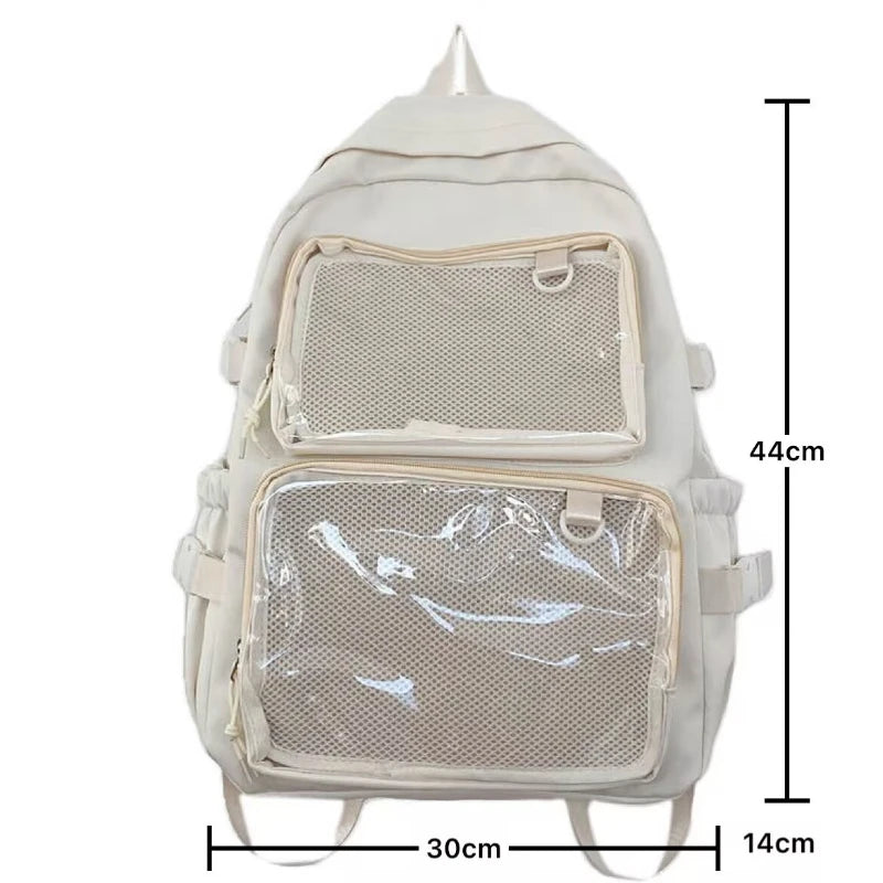 Transparent Ita Backpack – Large Capacity Japanese Style School Bag for Women