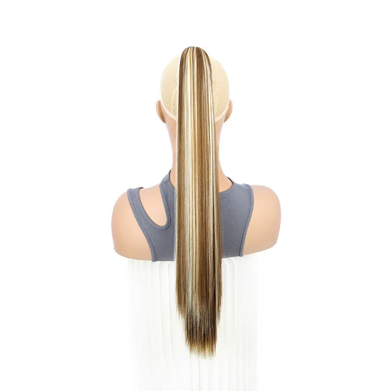 Claw Clip Ponytail Hair Extensions – 24 Inch Straight Synthetic