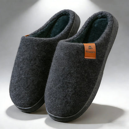 Winter Men Felt Platform House Slippers Ultra Warm Cushion Cozy Living Non-Slip Tpr Outdoor Indoor