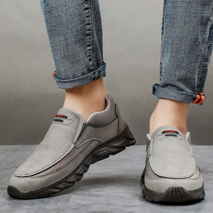 Men's Leather Slip-On Loafers – Breathable Casual Flat Shoes