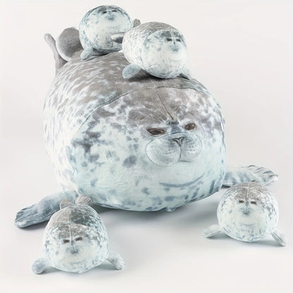 Chubby Seal Plush Pillow Set – Mom & 4 Baby Stuffed Toys