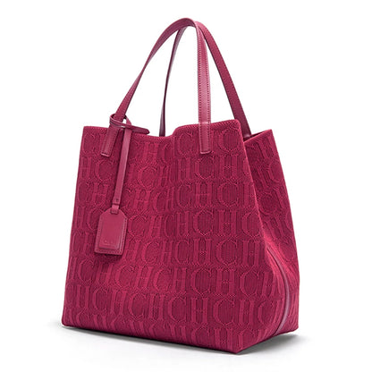 Large Capacity Tote Bag – Monogram Knitted Shoulder Bag for Women