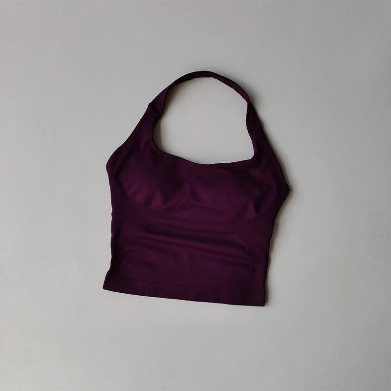 Halter Sports Bra for Women – Longline Shockproof Yoga Gym Top