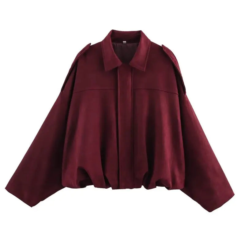 Women's Oversized Suede Texture Batwing Coat