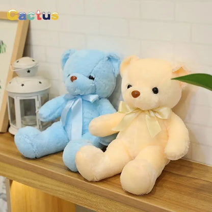 Colorful Teddy Bear Plush Toy with Bow – Soft Stuffed Animal Gift