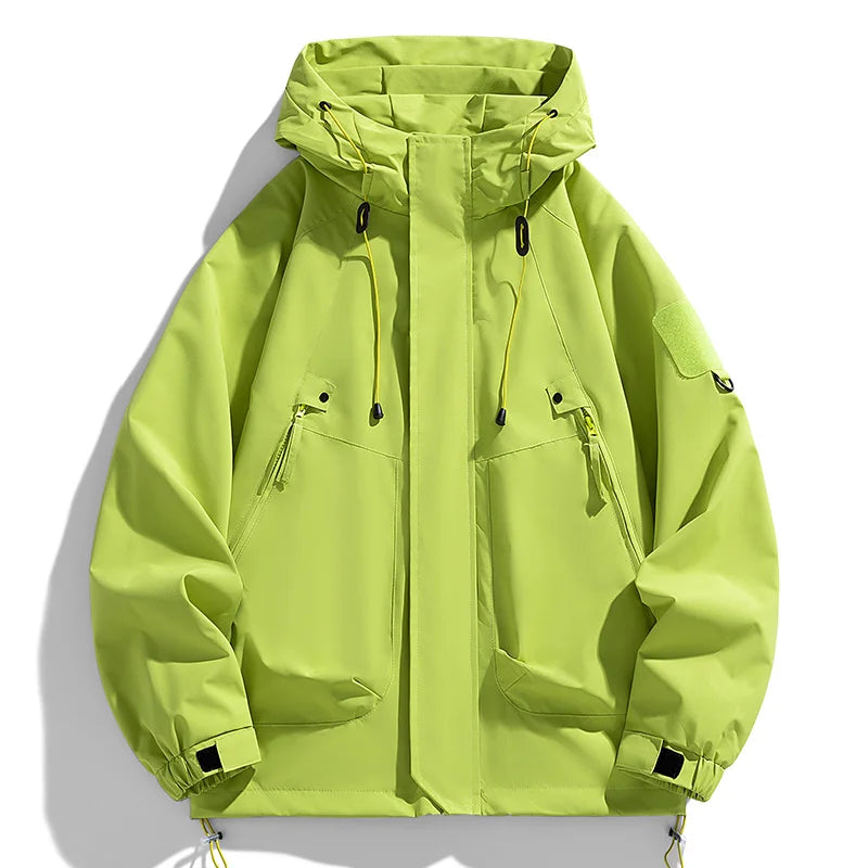 Men's Cargo Hooded Windbreaker Jacket – Waterproof Loose Fit
