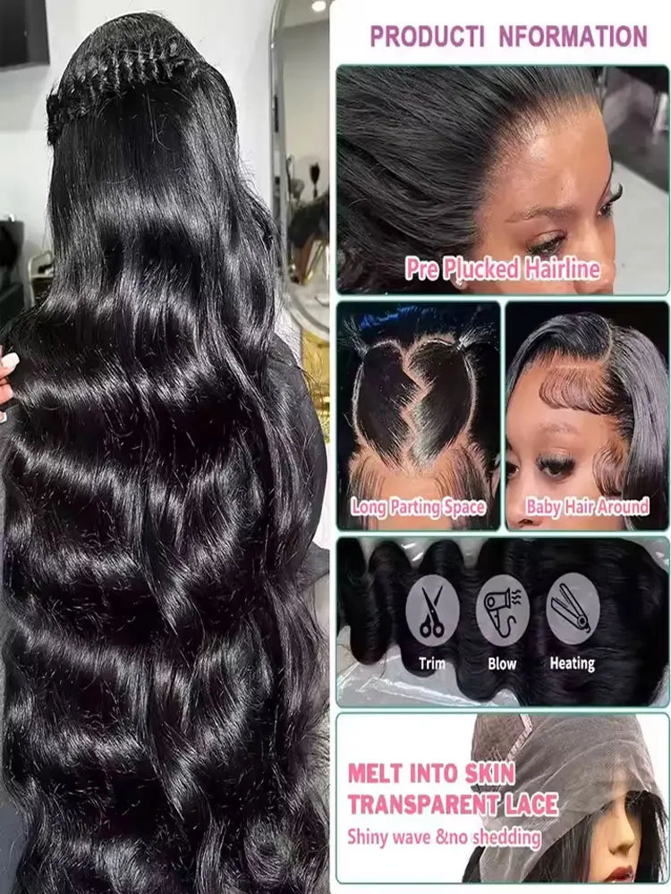 Body Wave Lace Front Wig Human Hair 13x6 HD Lace 200%-250% Density 16-42 Inch