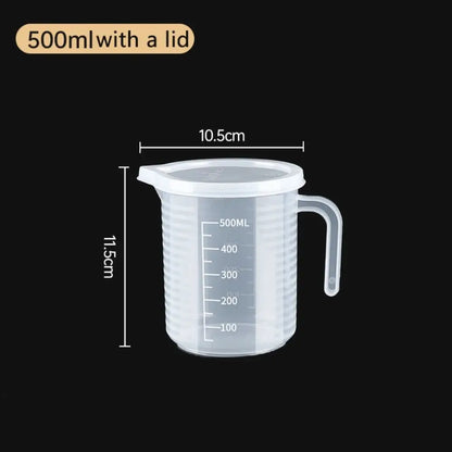 1pc Clear Graduated Measuring Cup Scale Plastic Transparent Mixing Large Capacity Lid Laboratory